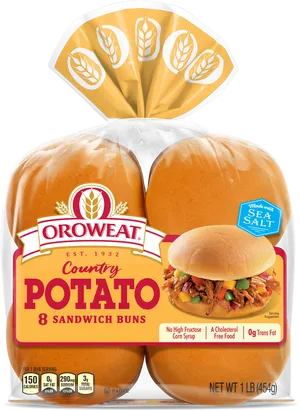 Oroweat Country Potato Sandwich Buns Package PNG image