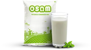 Osam Pasteurized Standardized Milk Packageand Glass PNG image