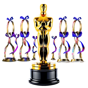 Oscar Award With Ribbon PNG Mfg58 PNG