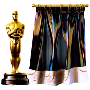 Oscar Statue With Curtain PNG 62