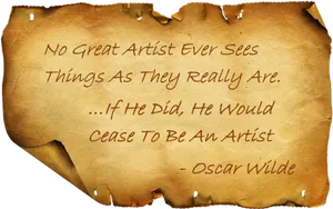 Oscar Wilde Artist Quote Parchment PNG image