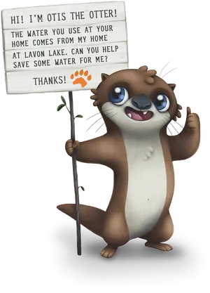 Otisthe Otter Water Conservation Sign PNG image