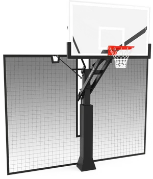 Outdoor Basketball Hoopwith Net Barrier PNG