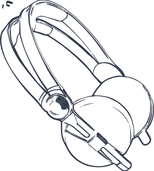 Over Ear_ Headphones_ Icon_ Sketch PNG image