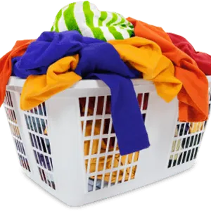 Overflowing Laundry Basket Colorful Clothes PNG image