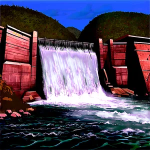 Overflowing River Dam Scenery Png Htu17 PNG image