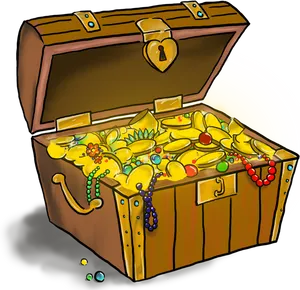 Overflowing Treasure Chest Illustration PNG image