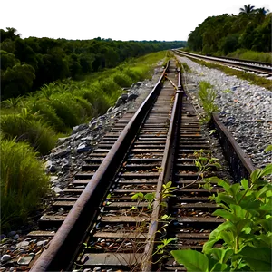 Overgrown Vegetation Railroad Tracks PNG 06122024 PNG
