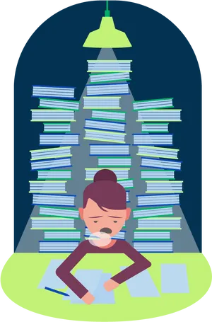 Overwhelmed By Paperwork PNG