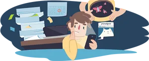 Overwhelmed Individual Stressand Procrastination PNG