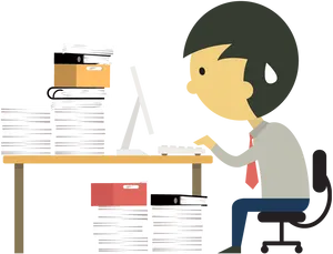 Overwhelmed Office Worker PNG image