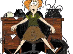 Overwhelmed Secretary Cartoon PNG image