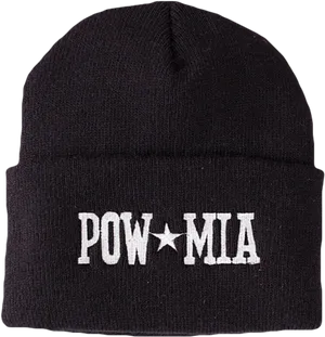 P O W M I A Black Beanie PNG image