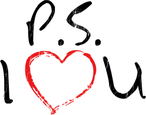 P S I Love You Heart Doodle PNG image