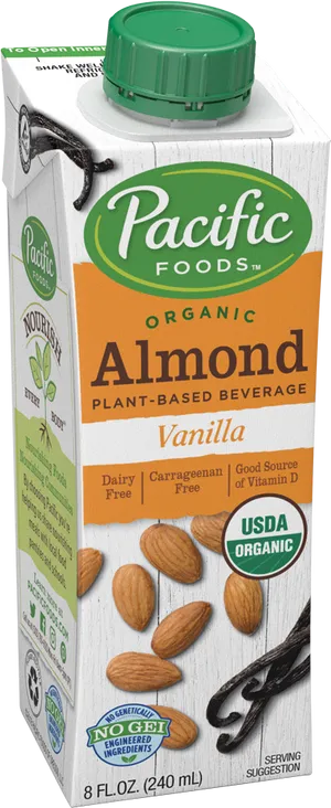 Pacific Foods Organic Almond Milk Vanilla PNG image