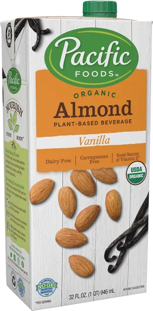 Pacific Foods Organic Almond Milk Vanilla PNG image