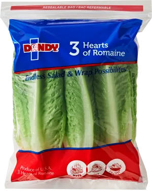 Packaged Romaine Lettuce Hearts PNG image