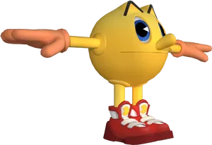 Pacman_3 D_ Character_ Pose PNG image