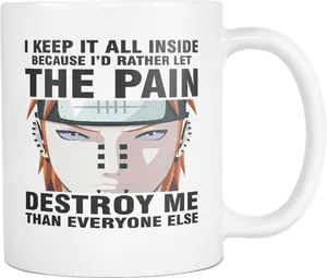 Pain Quote Anime Mug PNG image