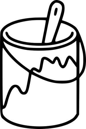 Paint Bucketand Brush Outline PNG image