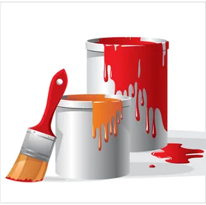 Paint Cansand Brush Dripping Redand Orange PNG image