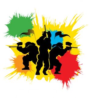 Paintball Arena Action Silhouettes PNG image