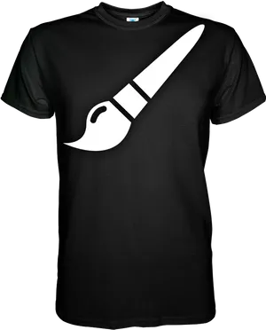 Paintbrush Graphic Black T Shirt PNG image