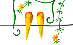 Pairof Yellow Birdson Branch PNG image