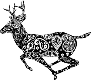 Paisley Patterned Deer Silhouette