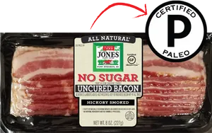 Paleo Certified No Sugar Uncured Bacon Package PNG image