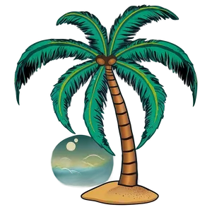 Palm Tree Silhouette On Beach PNG 74 PNG