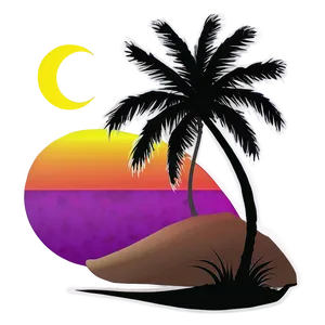 Palm Tree Silhouette On Beach PNG Iir PNG