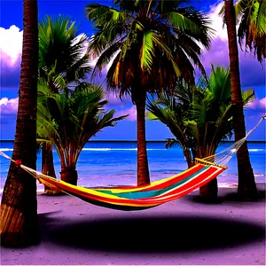 Palm Trees And Hammocks On Beach PNG Gdg
