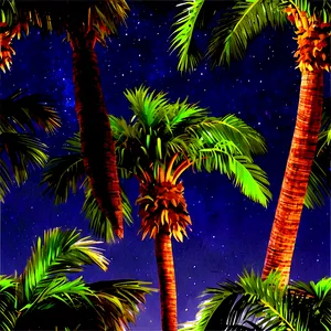 Palm Trees At Night PNG Afh99