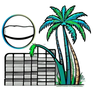 Palm Trees Line Art PNG Esw57