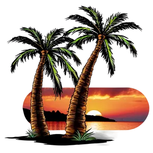 Palm Trees On Beach Sunset PNG Fvy PNG