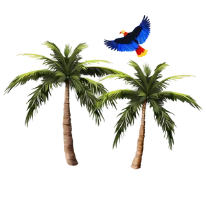 Palm Trees With Birds PNG 12