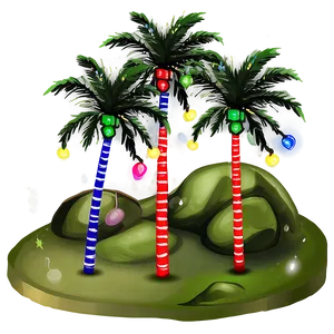 Palm Trees With Christmas Lights PNG 05042024