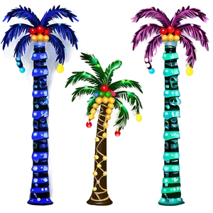 Palm Trees With Christmas Lights PNG Vdo