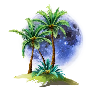 Palm Trees With Moon PNG Bsy