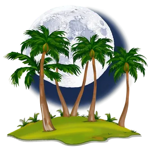 Palm Trees With Moon PNG Cge99