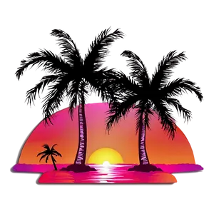 Palm Trees With Sunset Background PNG Epn17
