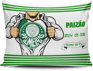 Palmeiras Superhero Themed Cushion Design PNG image