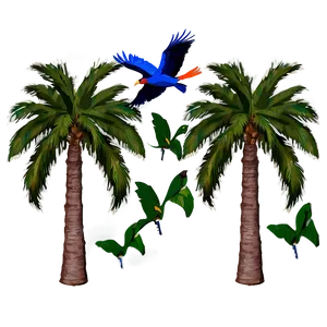 Palms With Birds PNG Rge PNG