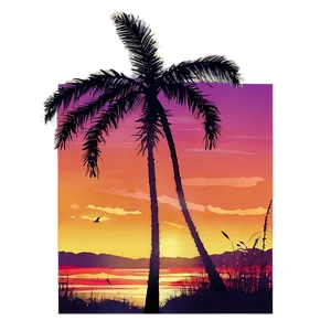 Palms With Sunset Colors PNG Cya PNG