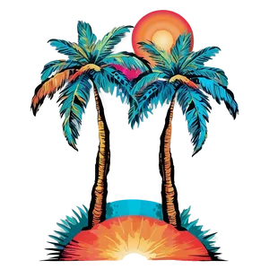 Palms With Sunset Colors PNG Ojb