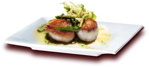 Pan Seared Scallopswith Salad PNG