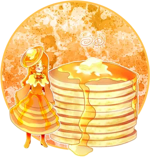 Pancake Themed Anime Character PNG image
