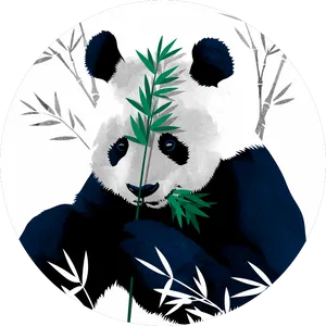 Panda_ Eating_ Bamboo_ Vector_ Art PNG image