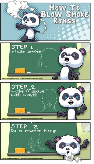 Panda Guide Blowing Smoke Rings PNG image